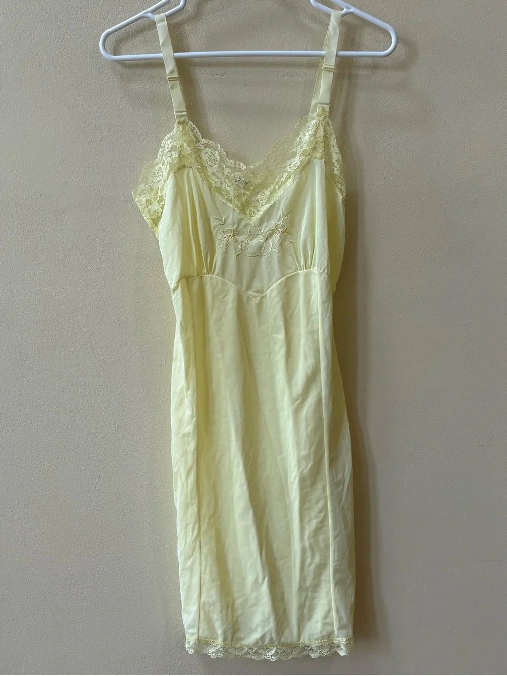 VintageโLoomcraft Yellow Embroidered Slip Dress